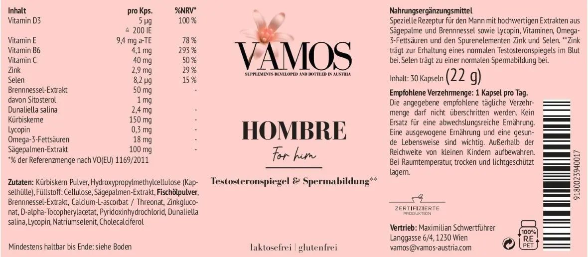 VAMOS HOMBRE (Testosteronspiegel & Spermabildung) - VAMOS AUSTRIA